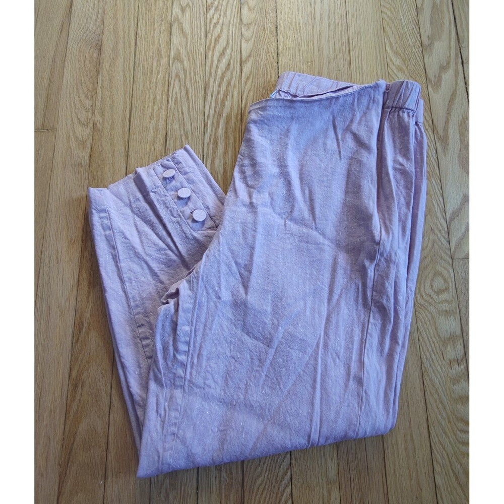J. Jill Women’s Linen Stretch Ankle Button Pants XL Lavender Pull On Casual